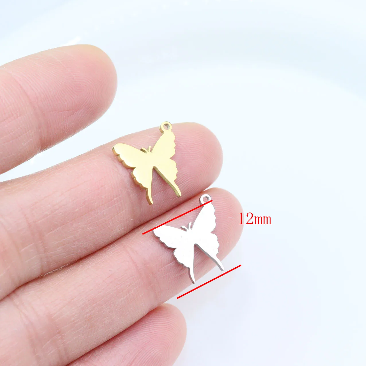 10pcs Stainless Steel Shiny Mirror Polished Butterfly Jewelry  Charms Pendant DIY Handcraft Waterproof Antiallergic