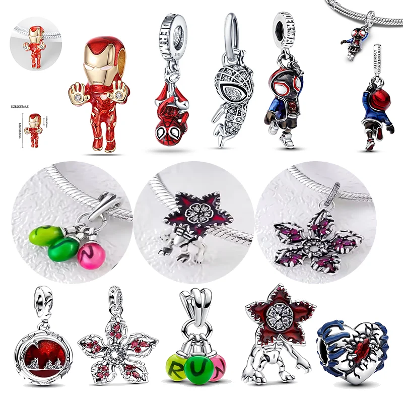 Nuevo en la serie Marvel, cuentas móviles de Demogorgon, aptas para Iron Man, pulsera de Spiderman para mujer, colgante de plata 925, regalo de joyería