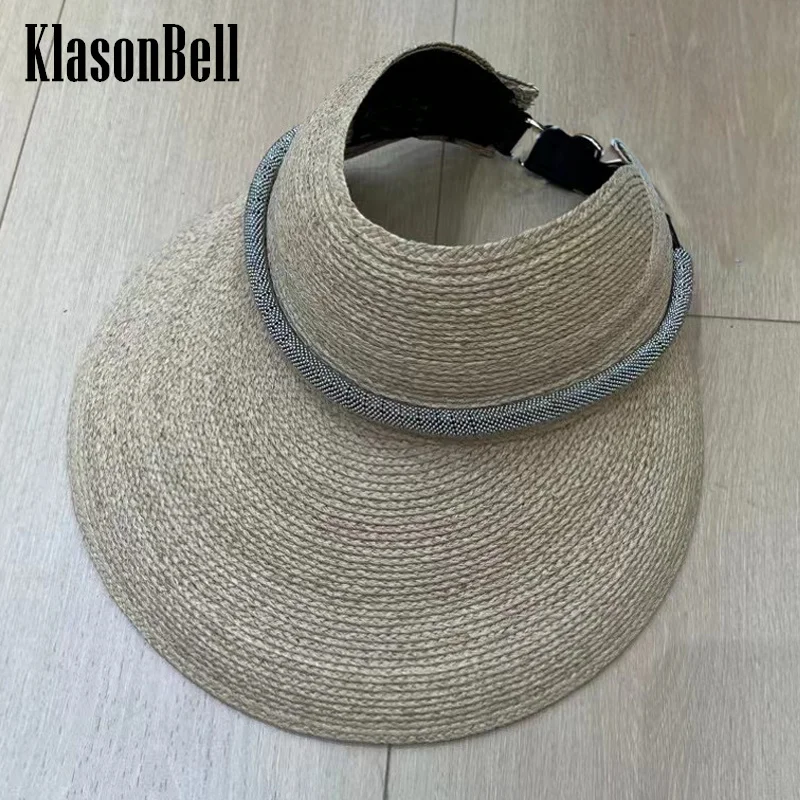 

5.30 KlasonBell Women Summer New Fashion Hollow Out Cap Beading Chain Decoration Sun Protection Raffia Haps