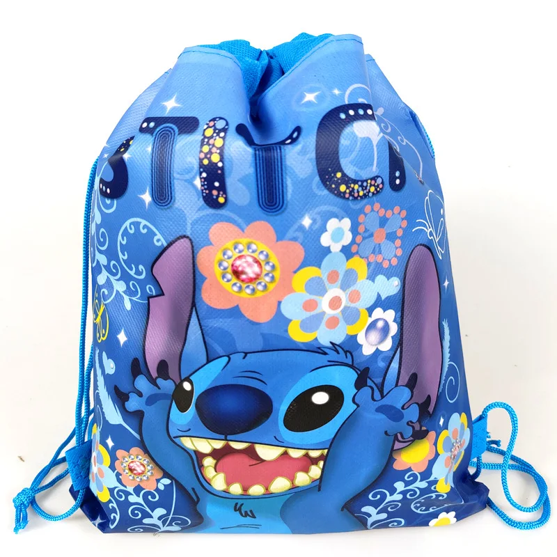 

New Disney Cute Lilo&Stitch Cartoon Drawstring Pocket Stitch Prints Drawstring Receiving Pocket Item Organizer Book Bag Gifts