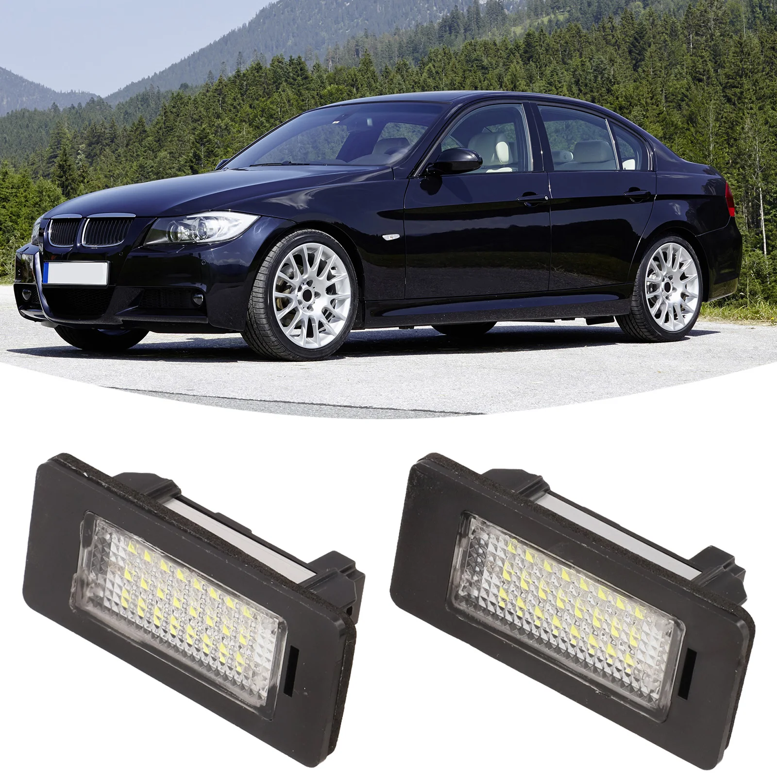 2pcs Car LED Light 24LED License Plate Number Light For BMW E90 For M3 E92 E70 E39 F30 E60 E61 E93 License Plate Lights