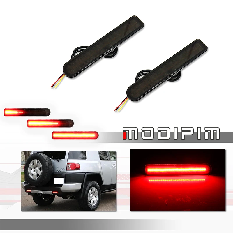 

Red LED Car Rear Bumper Reflector Tail/Brake Lights, Rear Fog Lights w/ Sequential Turn Signal For 2007-2014 Toyota FJ Cruiser