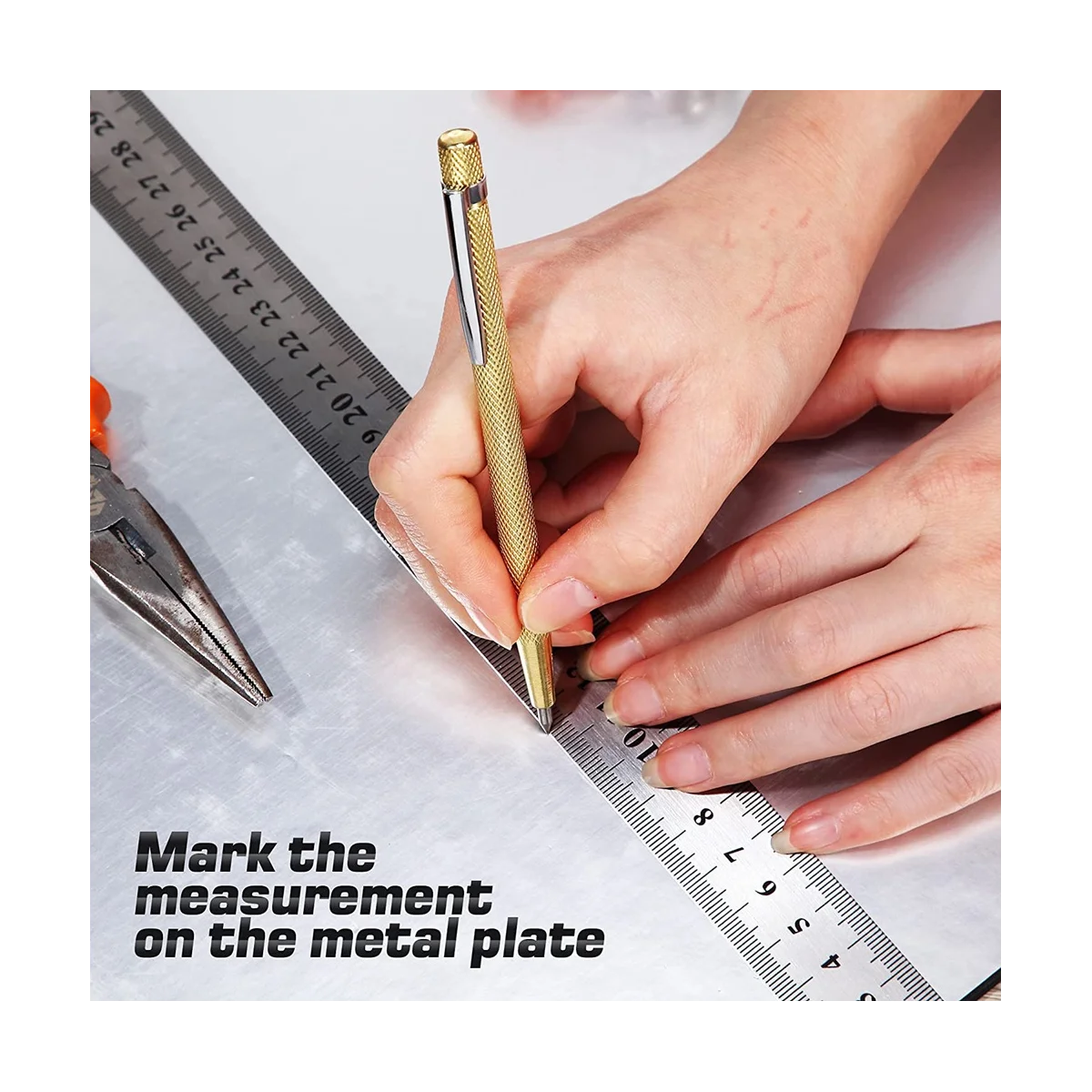 مجموعة أدوات وضع علامات الخطاط مع لكمة مركزية آلية ، أداة نقش كربيد ، أقلام نجار ، 8 عبوات