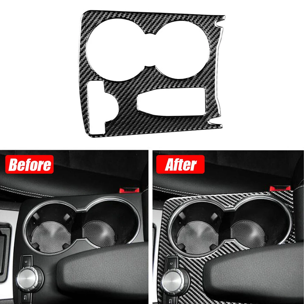 

Luxurious Decoration Carbon Fiber Car Water Cup Holder Panel Cover for MercedesBenz C Class W204 2007 2014 Black