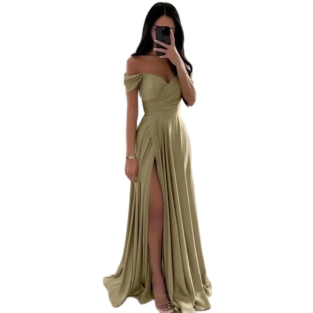 Custom Sage Green Evening Dress A line Off Shoulder Long Prom Dress Gown Sweetheart vestidos de novia C241171