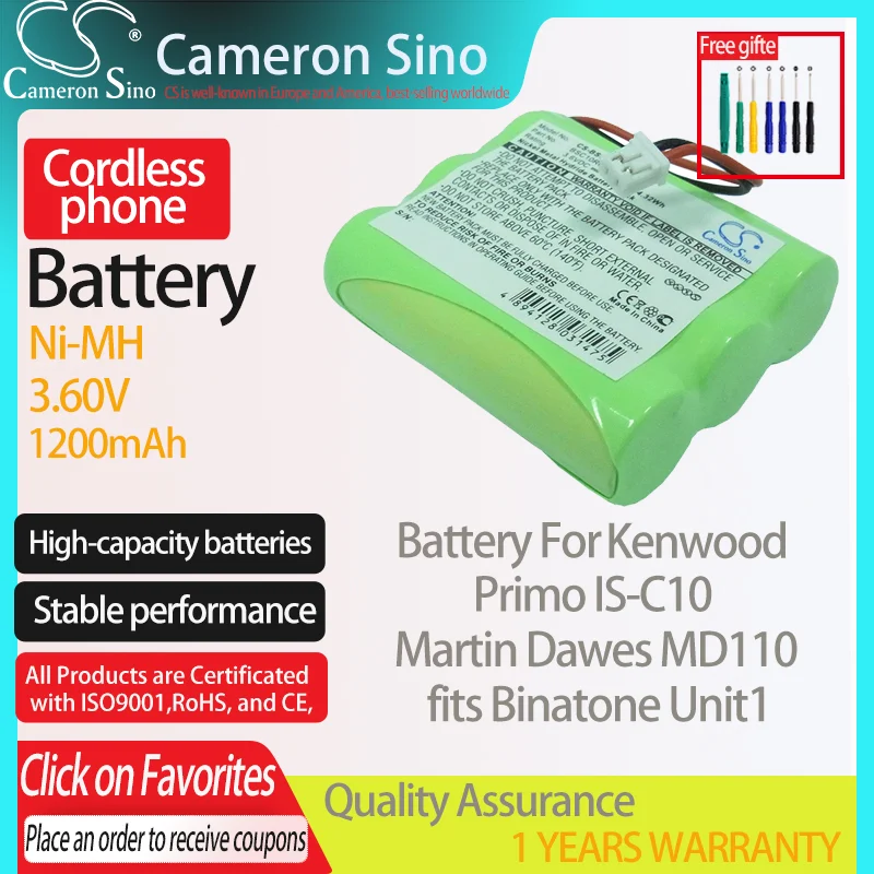 CameronSino البطارية ل كينوود بريمو IS-C10 مارتن Dawes MD110 يناسب بيناتون Unit1 اللاسلكي بطارية الهاتف ، الثابت البطارية