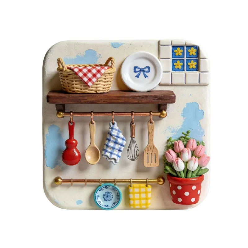 Cute 3D Embossed Resin Fridge Magnet Mini Kitchen Tulip Decor Strong Magnetic Refrigerator Ornament Housewarming Gift