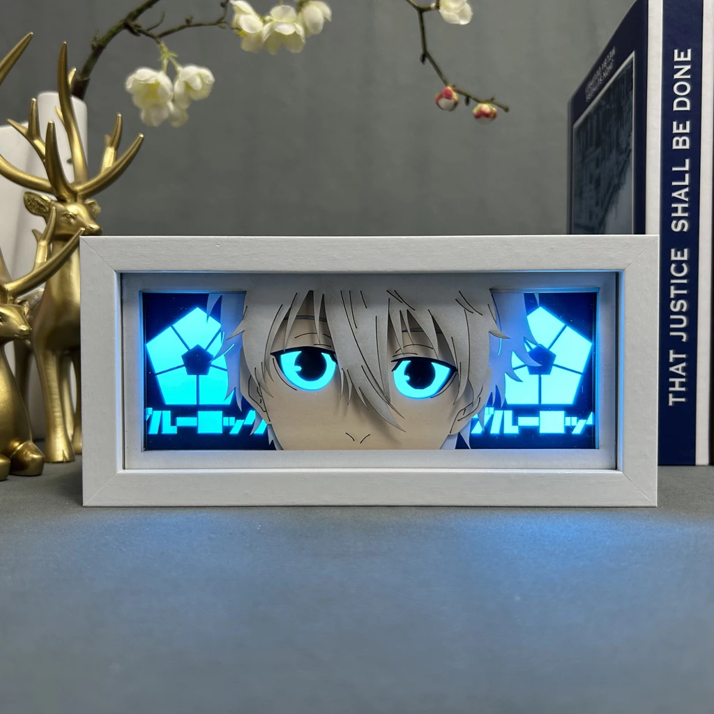 

Manga Lightbox Table Desk Lamp Paper Cut Shadow Box Blue Lock Seishiro Nagi for Room Decor Anime Blue Lock Light Box Eyes Face