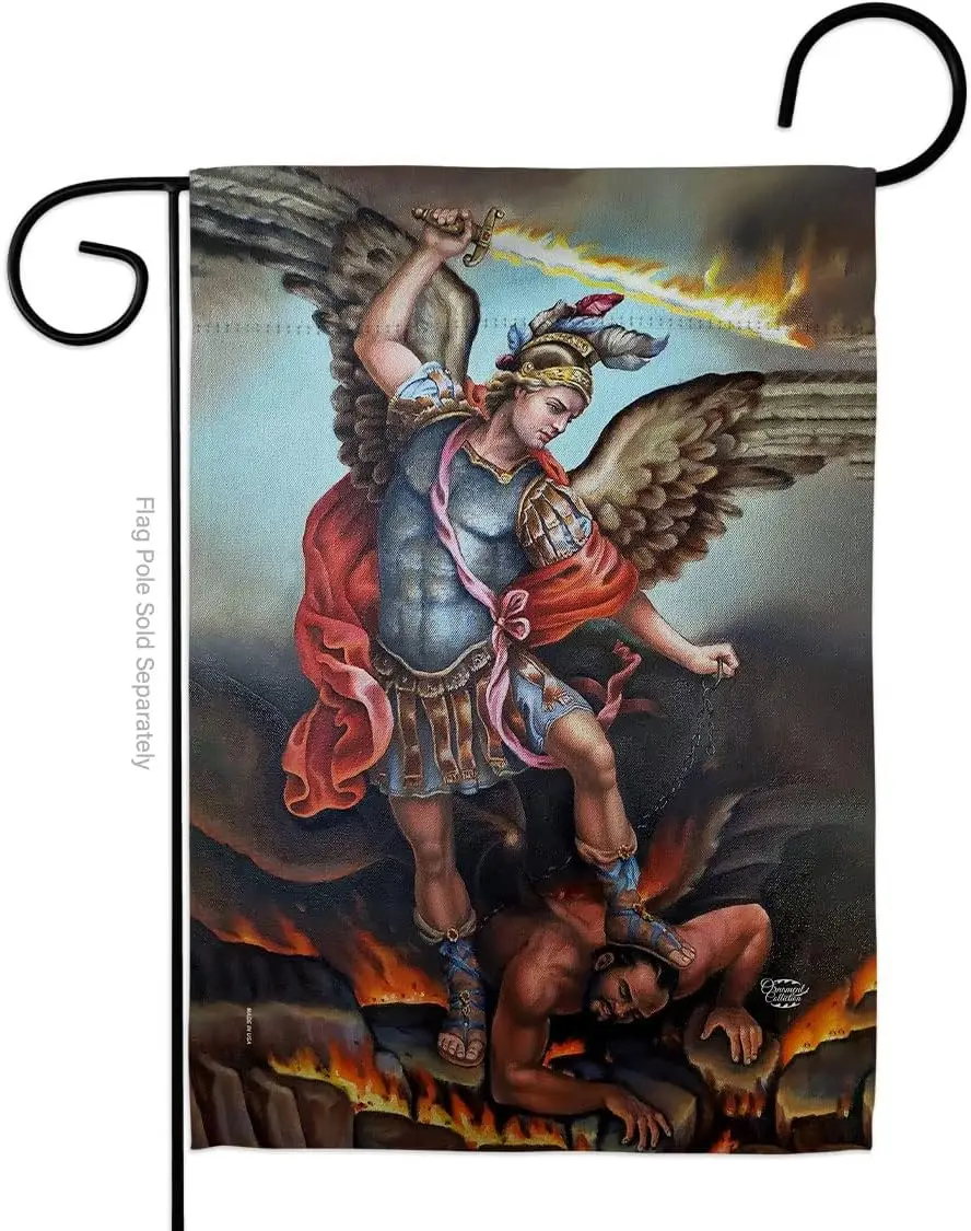 سانت مايكل التغلب على حديقة الشيطان العلم-الإيمان الديني الأمل نعمة السلام حمامة الدين المسيحي عيد الفصح ديكورات منزلية B نانومتر #1