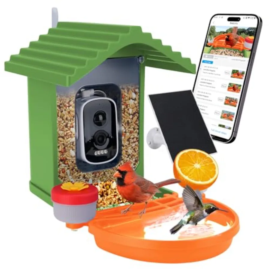 

Smart AI Bird Feeder with Camera2.5K HD Live View Solar Powered Instant Birds Species Recognition Real Time Alerts Wireless Bir