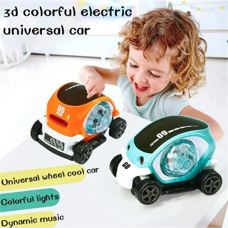 Rotating Music Car 3D Music&Light Toy Car Electric Universal Rotating Colorful Music Car Kids Baby Education Toys