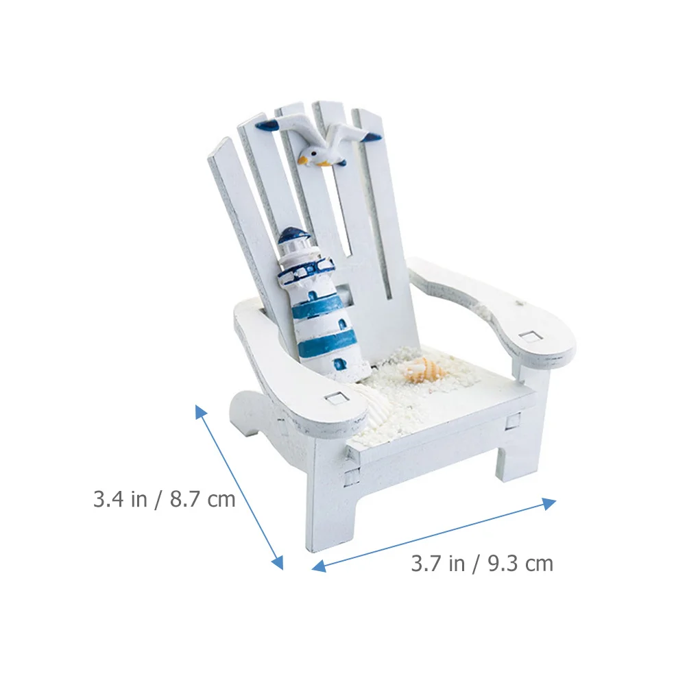 قطعتان من كرسي الشاطئ الخشبي المصغر على طراز البحر الأبيض المتوسط لتزيين المنزل والمكتب وغرفة الأطفال وعرض المكتب #5
