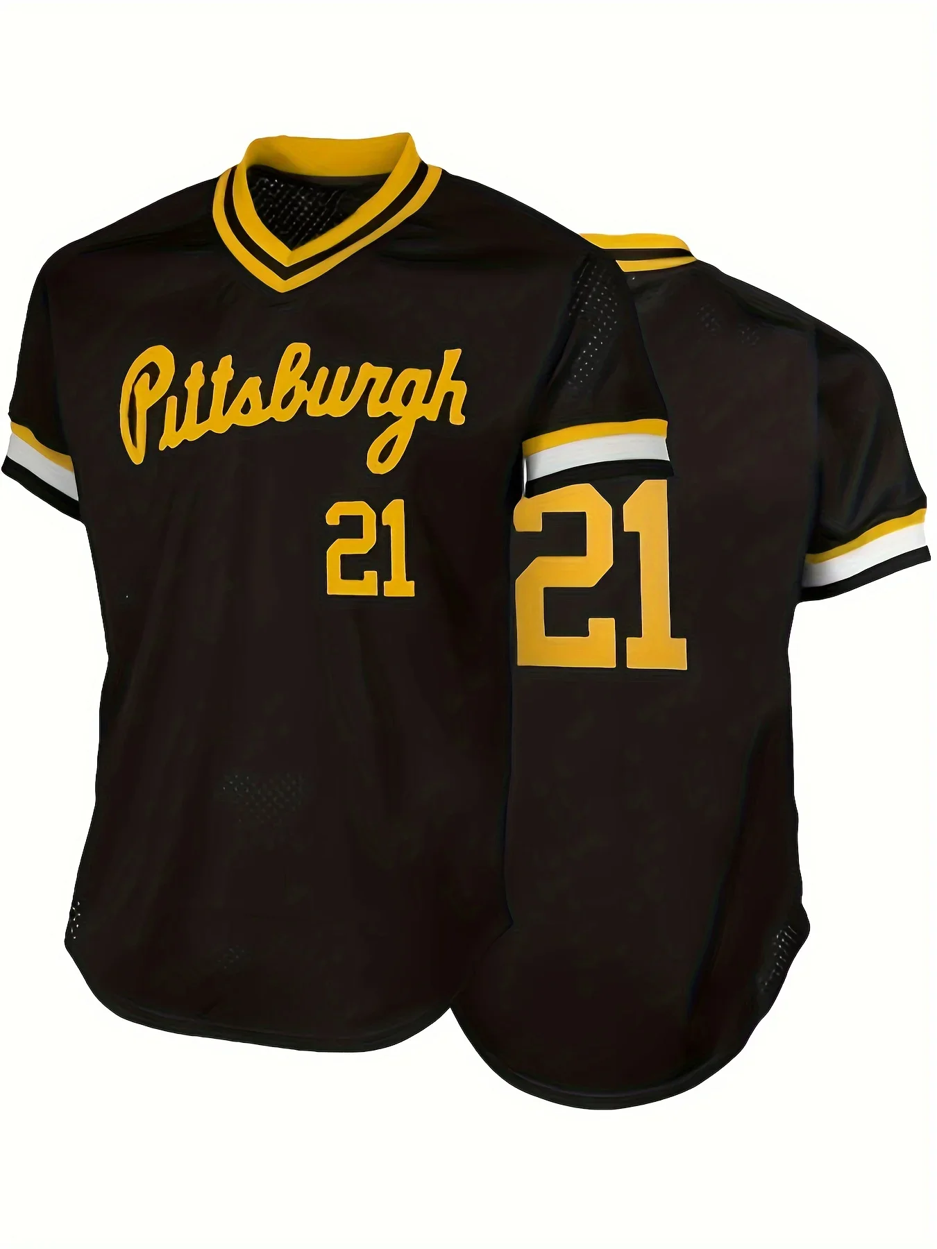 루즈핏 남성용 캐주얼 속건성 야구 저지, 자수 로고, 부드러운 폴리에스테르 원단, V넥 통기성 및 편안함