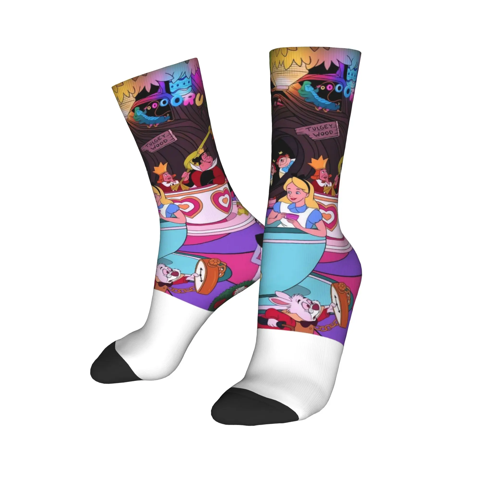 جوارب أليس في بلاد العجائب جوارب مضحكة جرافيك جوارب شتوية مضادة للانزلاق للبالغين والرجال جوارب عالية الجودة للتسلق