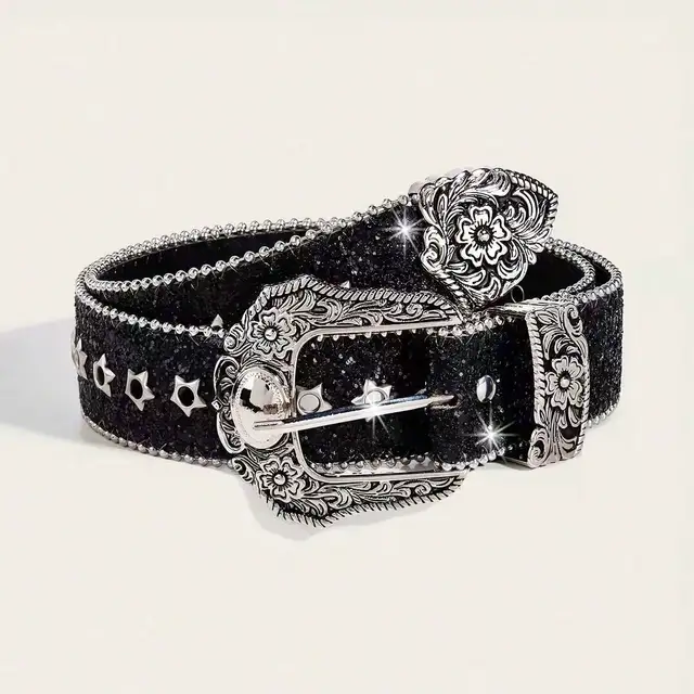 Y2K Western Style Thick Waist Belt For Women, Decorated With Dopamine Stars And Eye Patterns, Suitable For Daily Wear, Parties, Summer And School