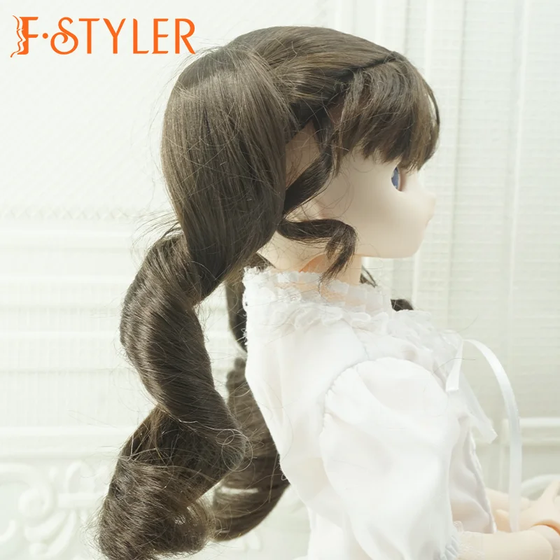 FStyler Doll Wig Cute Curl Double Ponytail Style BJD Doll Soft Synthetic-Mohair Various Colors Hair Accessories Customization