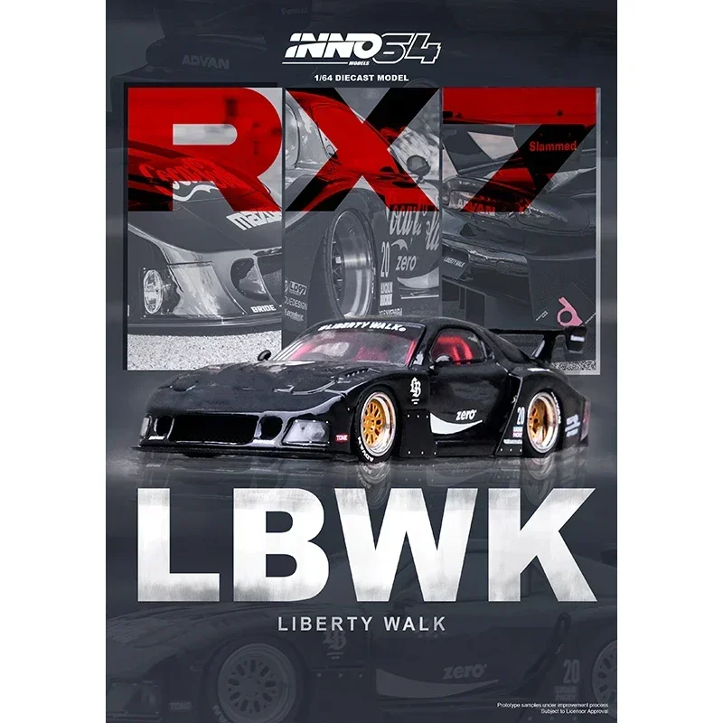 

INNO In Stock 1:64 LBWK RX7 FD3S Super Silhouette Black Zero Diecast Diorama Car Model Collection Miniature Toys