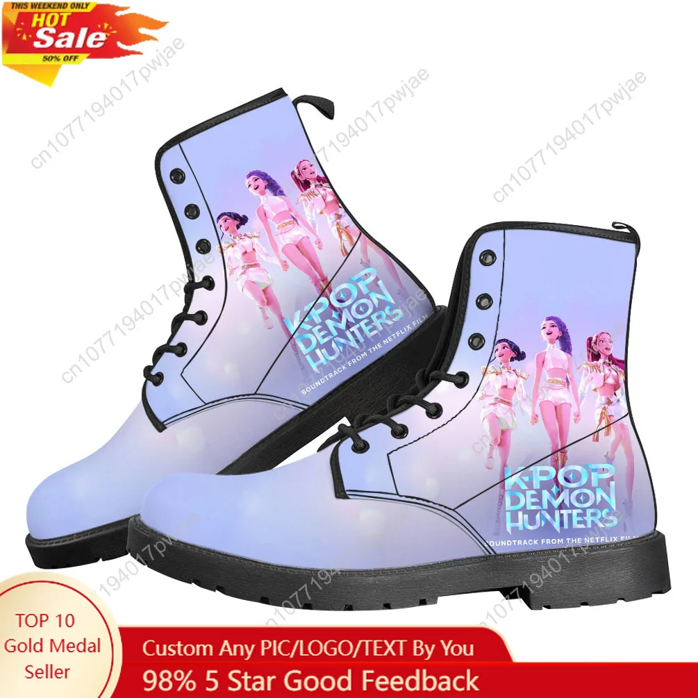 

KPop Demon Hunters повседневные ботинки мужские женские подростковые туфли модные 3D ботинки уличная обувь высокого качества на заказ
