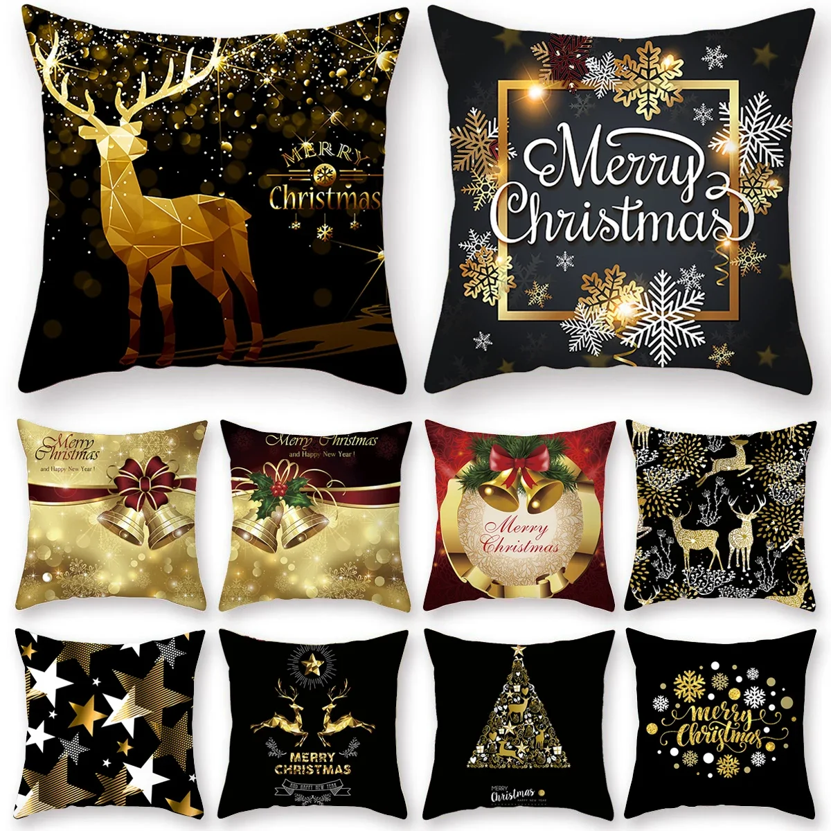 Christmas Cushion Cover Merry Christmas Decorations for Home 2024 Christmas Ornament Navidad Xmas Santa Natal Noel New Year 2025