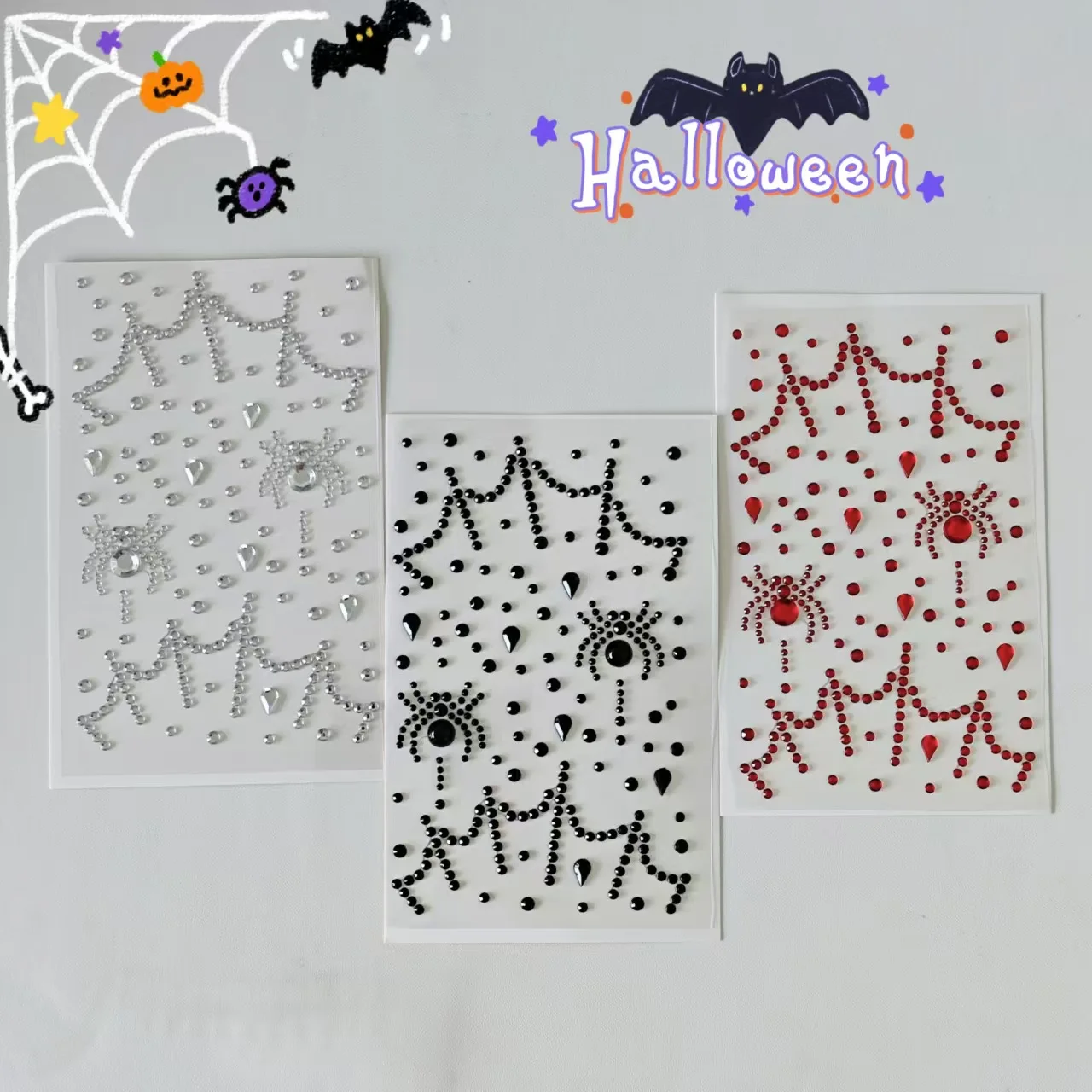 Halloween Party Stickers Stage Face Glitter Gem for Cosplay Diamond Self Adhesive Decoration Craft Supply