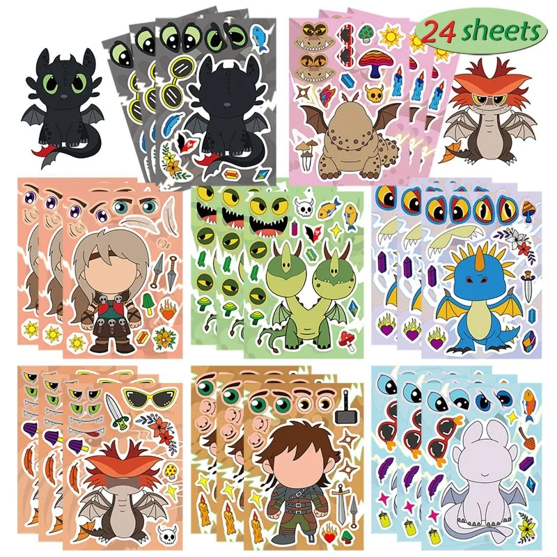 

8Pcs How To Train Your Dragon Cute Kids Stickers Waterproof DIY Scrapbook Notebook School Textbook Student Decorative Stickers