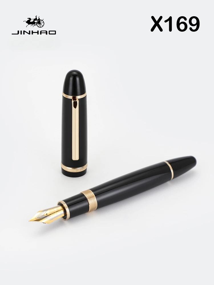 

JINHAO X169 Fountain Pen Gold Clip Pen Elegant Black M/F/EF Nib Writing Ink Pen Pk X159 9019 Majohn P136 School Supplies