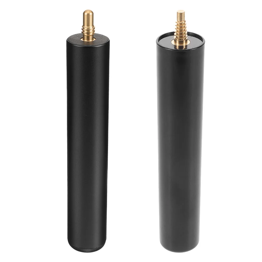 

2 Pcs Pool Cue Extender Extended Handle Black Aluminum Alloy Billiard Stick Extension