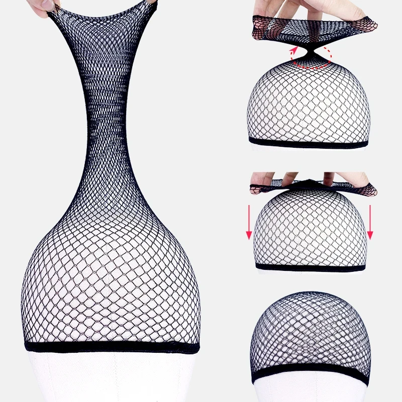1/3Pcs Black Nylon Mesh Wig Cap Closed End Stretch Hairnet Breathable Wig Liner Accessories for Women