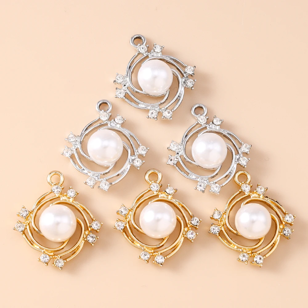 10 Stück 21*25 zierliche Perle Kristall Blumenkranz Charms für Schmuck handgemachte DIY Anhänger Halsketten Ohrringe Zubehör – Detail 1