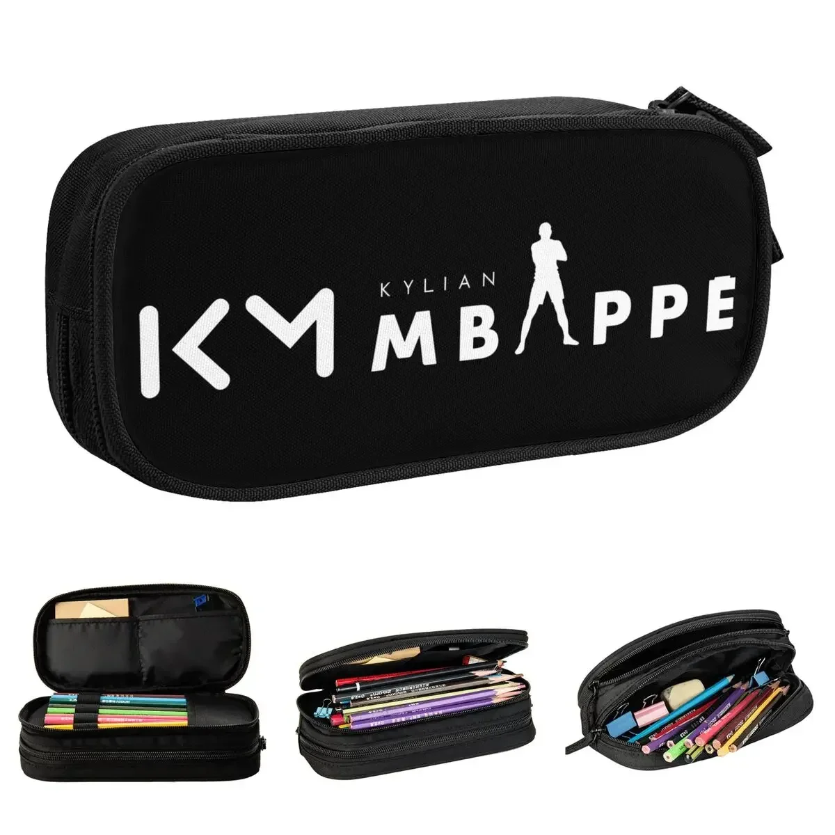 

KM Mbappe Soccer Pencil Case Football Pencil Pouch Pen Holder for Girls Boys Large Storage Bags Student School Zipper Stationery