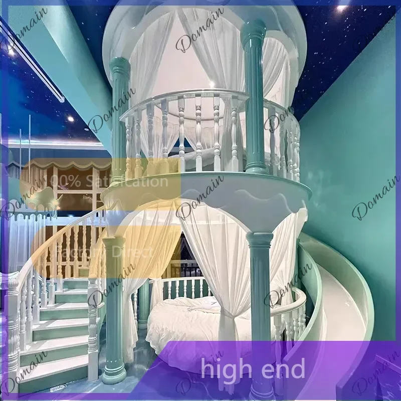 Aa  Normal Double Decker Kids Beds Decoration Safety Modern Slide Castle Kids Bed Princess Playpen Cama Infantil Furniture Home