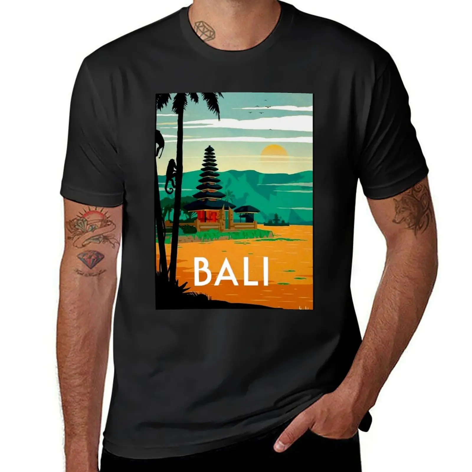 BALI : Vintage Travel and Tourism Advertising Print T-Shirt plus sizes oversized animal prinfor boys sports fans mens clothes