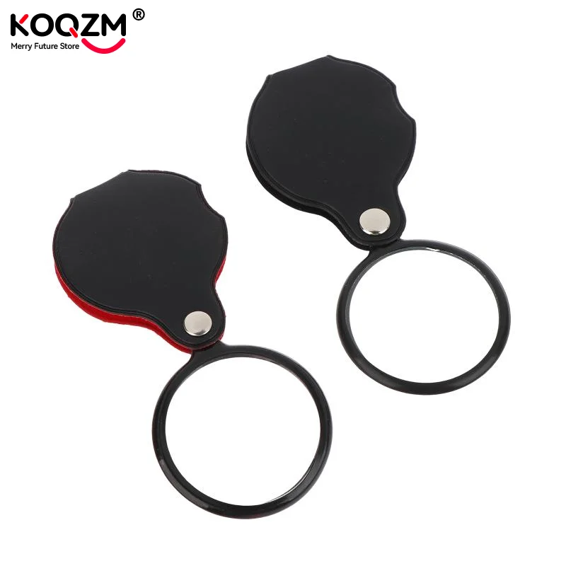 50/60mm Mini Lupe 6/8X Gefaltet Leder Fall Tragbare Handheld Lesen Zeitung Schmuck Geschenk Einzel Glas objektiv Lupe