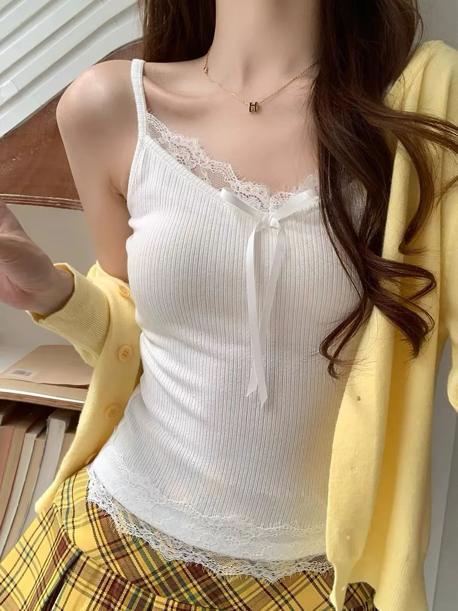 

Plus Size Lace Knot Strap Slimming Vest Top For Women Sexy Summer Modal Fiber Outerwear Sexy Sleeveless Tops