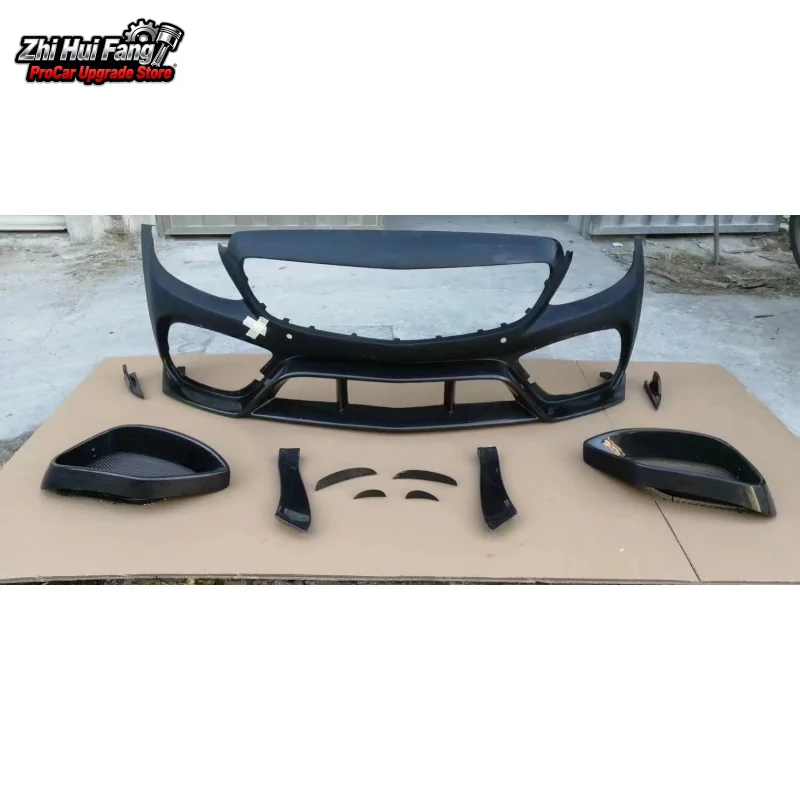 

Suitable for Mercedes-Benz C-Class W205 Modified IMP Big Surround Bumper Front Lip Spoiler Half Carbon Fiber