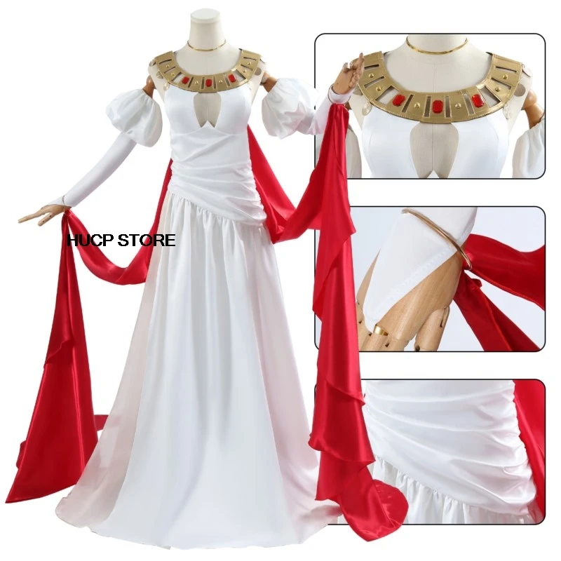 Fate Grand Order FGO Saber Caster Nero Claudius Cosplay Costume Formal Dress Girls Party White Long Dress Halloween Costume