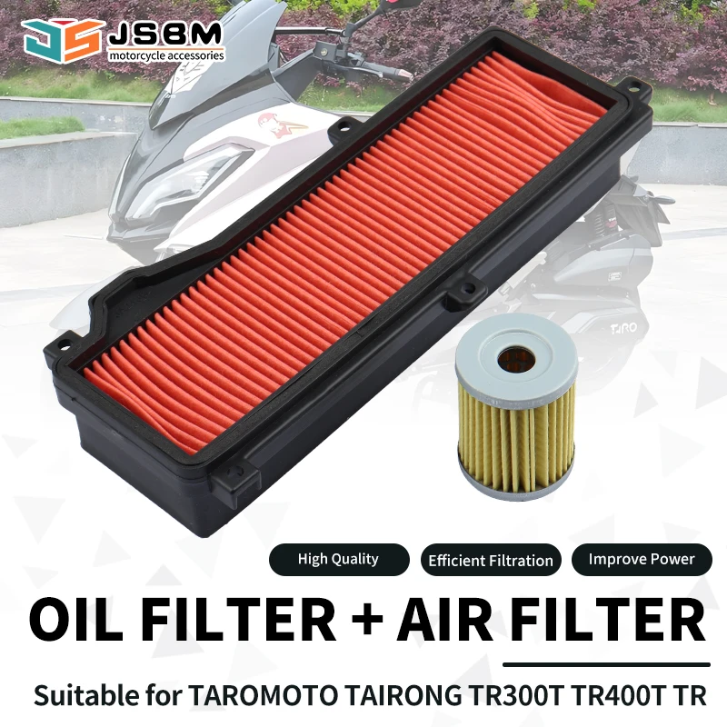JSBM Motorcycle Accessories Air Filter Oil Filters For TAROMOTO TAIRONG TR300T TR400T TR 300 400 T Engine Intake Cleaner Element