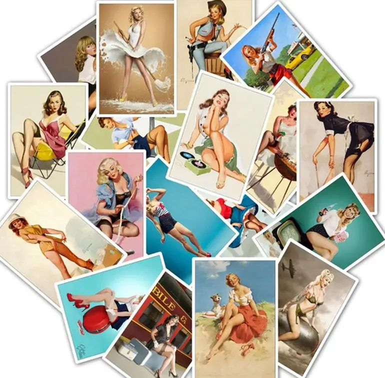 10/25pcs  Sexy Personality Wwii Girl Skateboard Travel  Mobile Phone Guitar Decoration  Suitcase  Laptop  Diy  Luggage Stickers