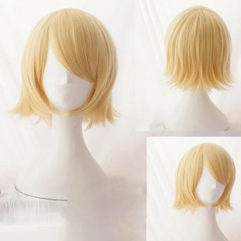 2025 Halloween Rin Korte Bionda Hittebestendige Anime Cosplay Pruiken Van Synthetisch Haar