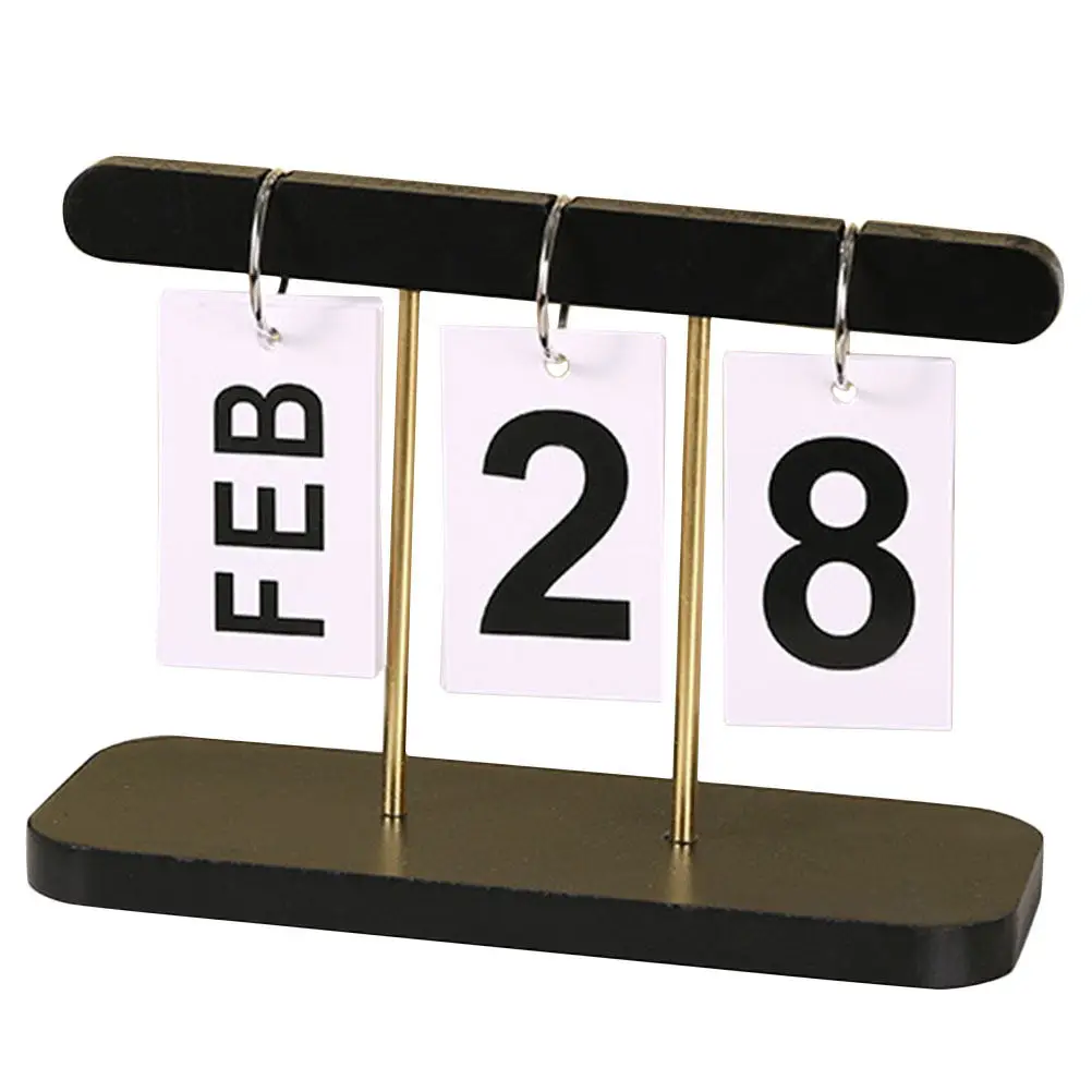 

Винтажный деревянный вечный настольный календарь с ручным перекидным механизмом для изменения даты и месяца, декоративный настольный календарь для офиса и дома