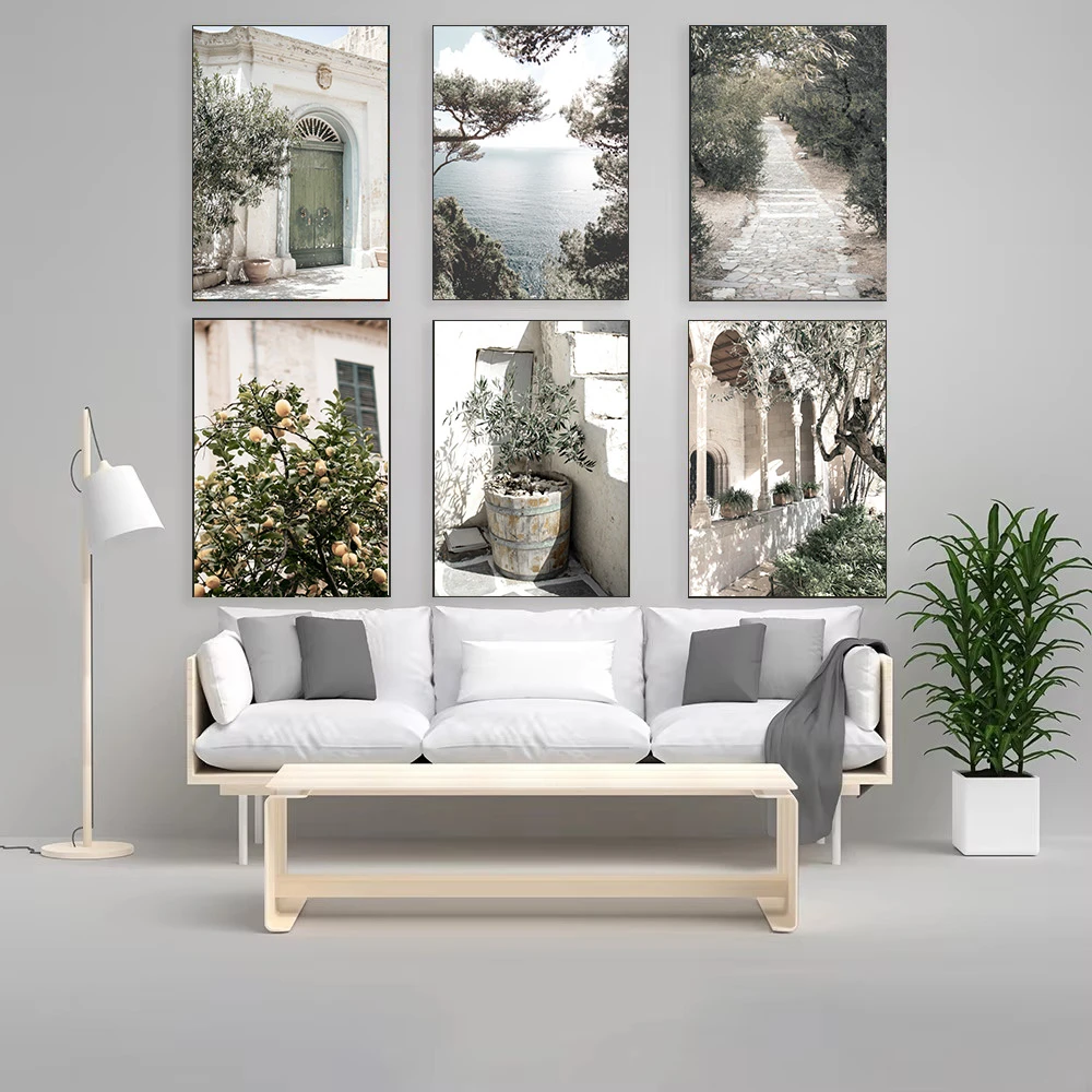 Paisaje mediterráneo de Italia, olivos, campo, turismo, paisajes naturales, carteles, pintura en lienzo, cuadro de pared, decoración del hogar