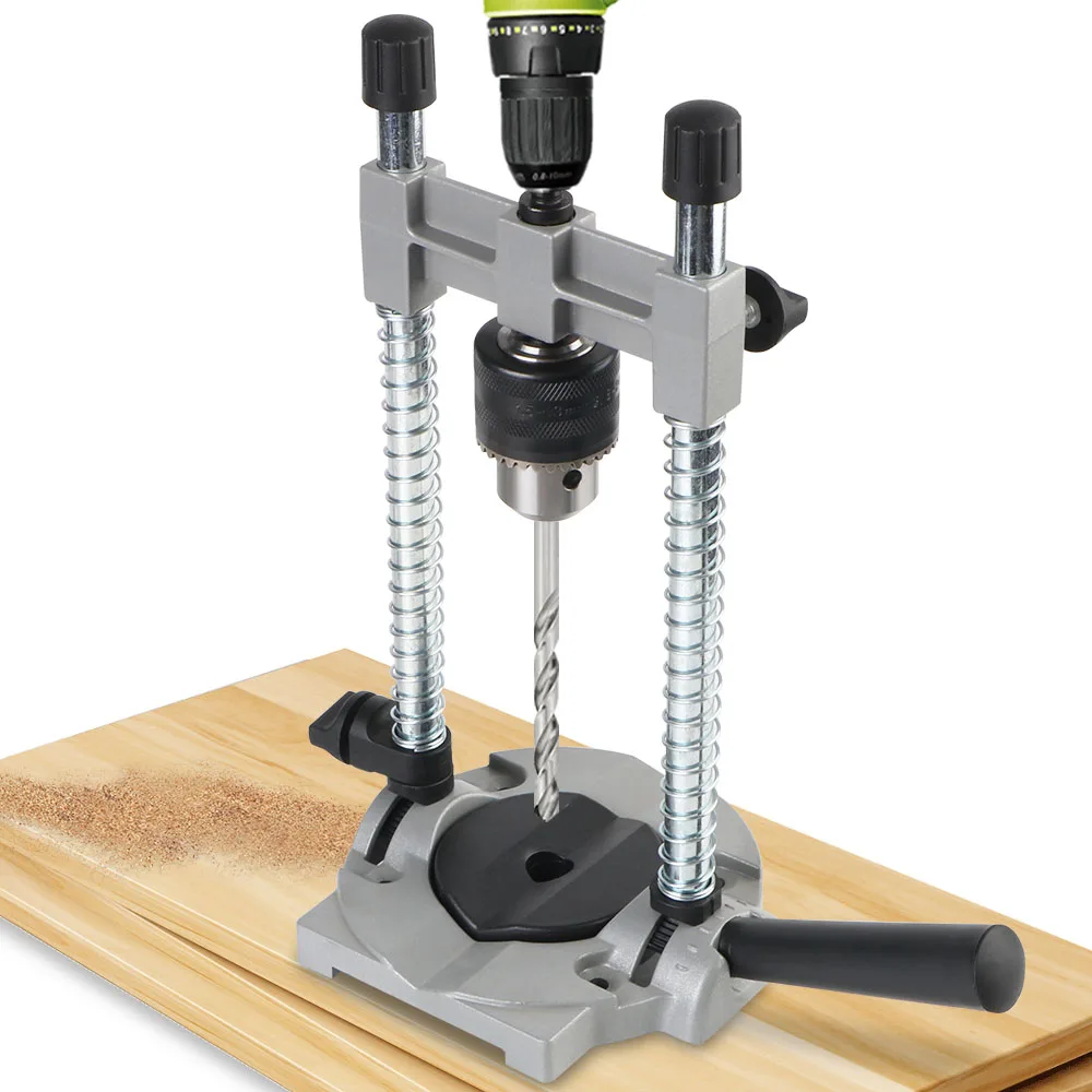 Drill Stand Multi-Functional with Steel Column Adjustable Aluminum Base 0-45 Degree Angle for Woodworking Power Tool