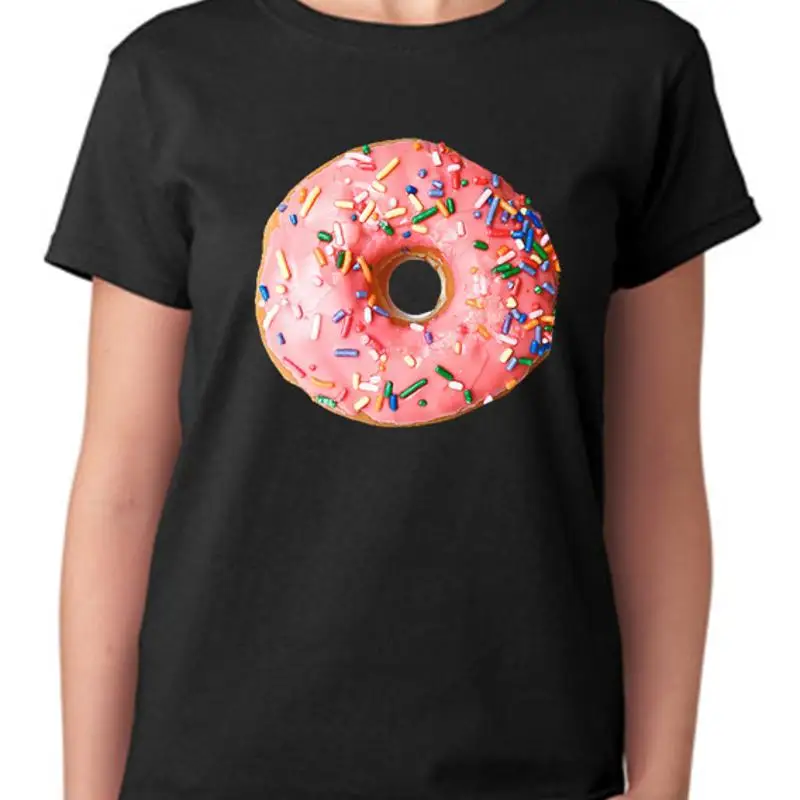 

Женская футболка с принтом «Пончик с сахарной посыпкой»