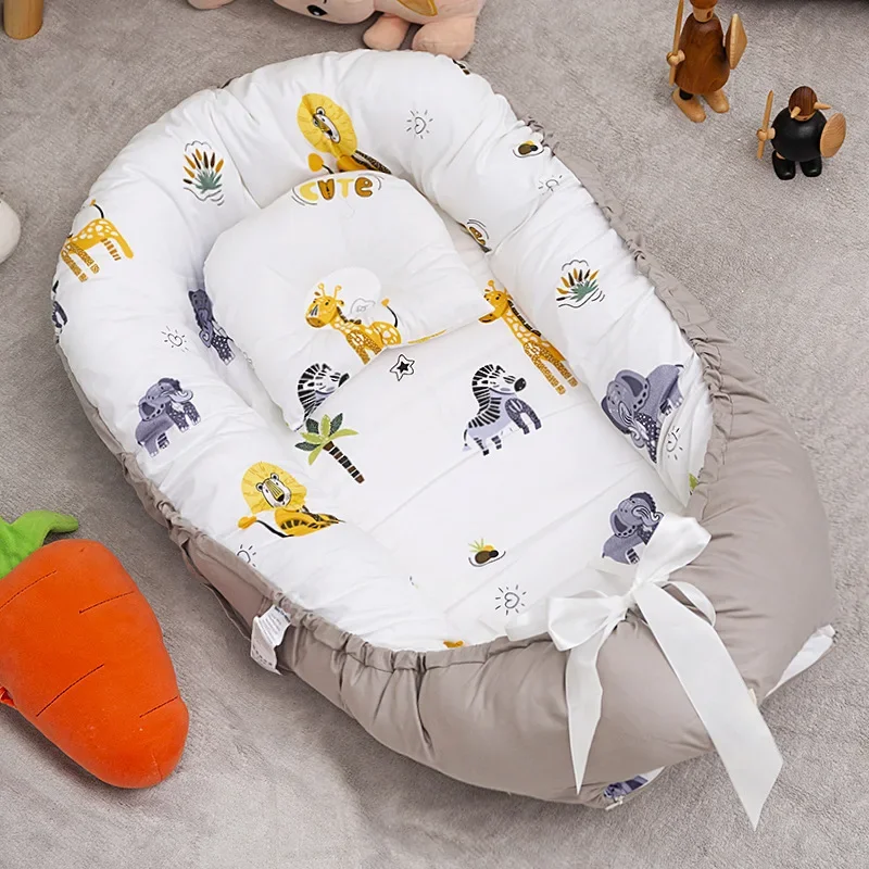 CollapsiblePress-proof Crib Midbed Bionic Full-dump Baby Pillow Crib Portable Soft Removable Baby Sleeping Nest