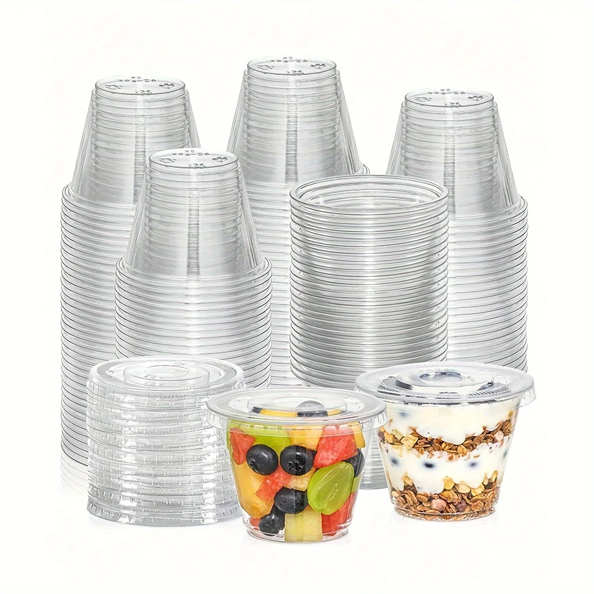 180 مللي 50/100 قطعة أكواب بلاستيكية شفافة للاستعمال مرة واحدة مع أغطية كوب بلاستك للنزهات الخارجية لحفلات الزفاف والمناسبات والحفلات #1