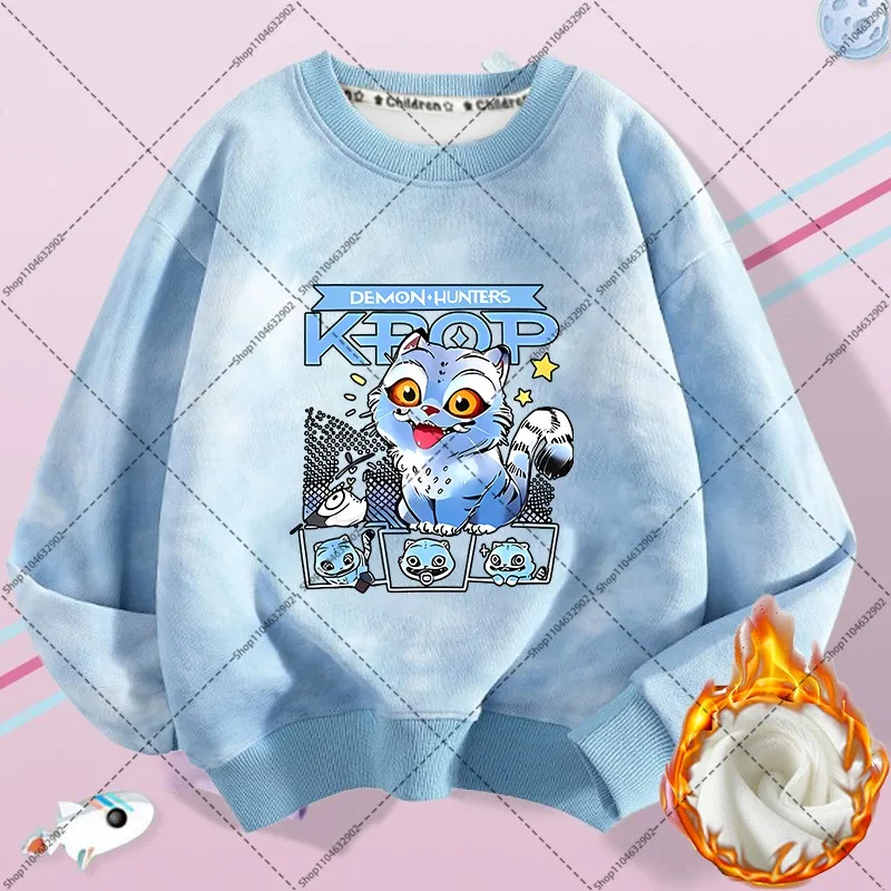 Kpop demon hunters outono inverno fino velo sweatshirts meninos meninas moda streetwear dos desenhos animados anime impresso manga longa presentes