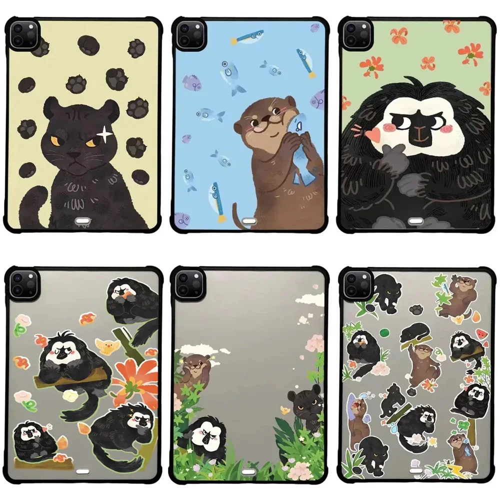 Cartoon Zoo Acrylic iPad Cover for iPad Air 4 5 (10.9inch) Mini 6 iPad Pro 2020 2021 2022 (11inch 12.9inch) Case