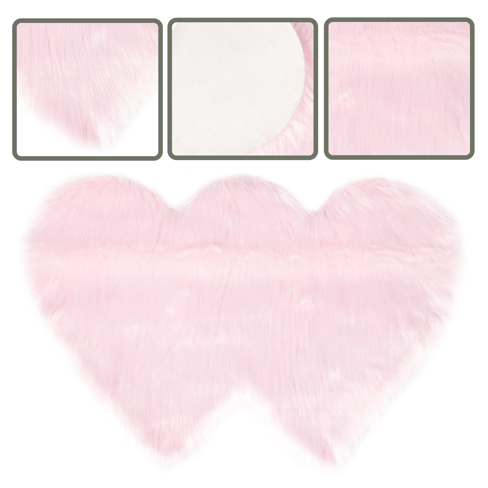 

Double Heart Imitation Wool Floor Mat Chair Pad Tea Table Carpet Bedside Decorative Wool Carpet for Home Faux Heart