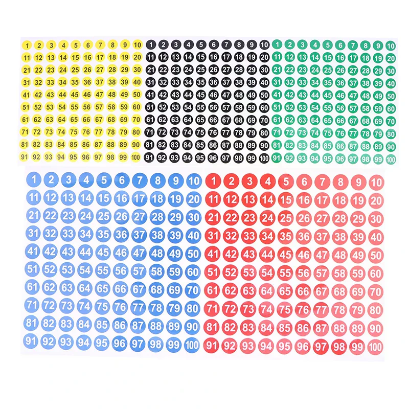 5 Sheets Number Stickers 1-100 Label Number Sticker For Diy Craft Nail Polish Glue Bottle Scrapbooking Diary Stationery