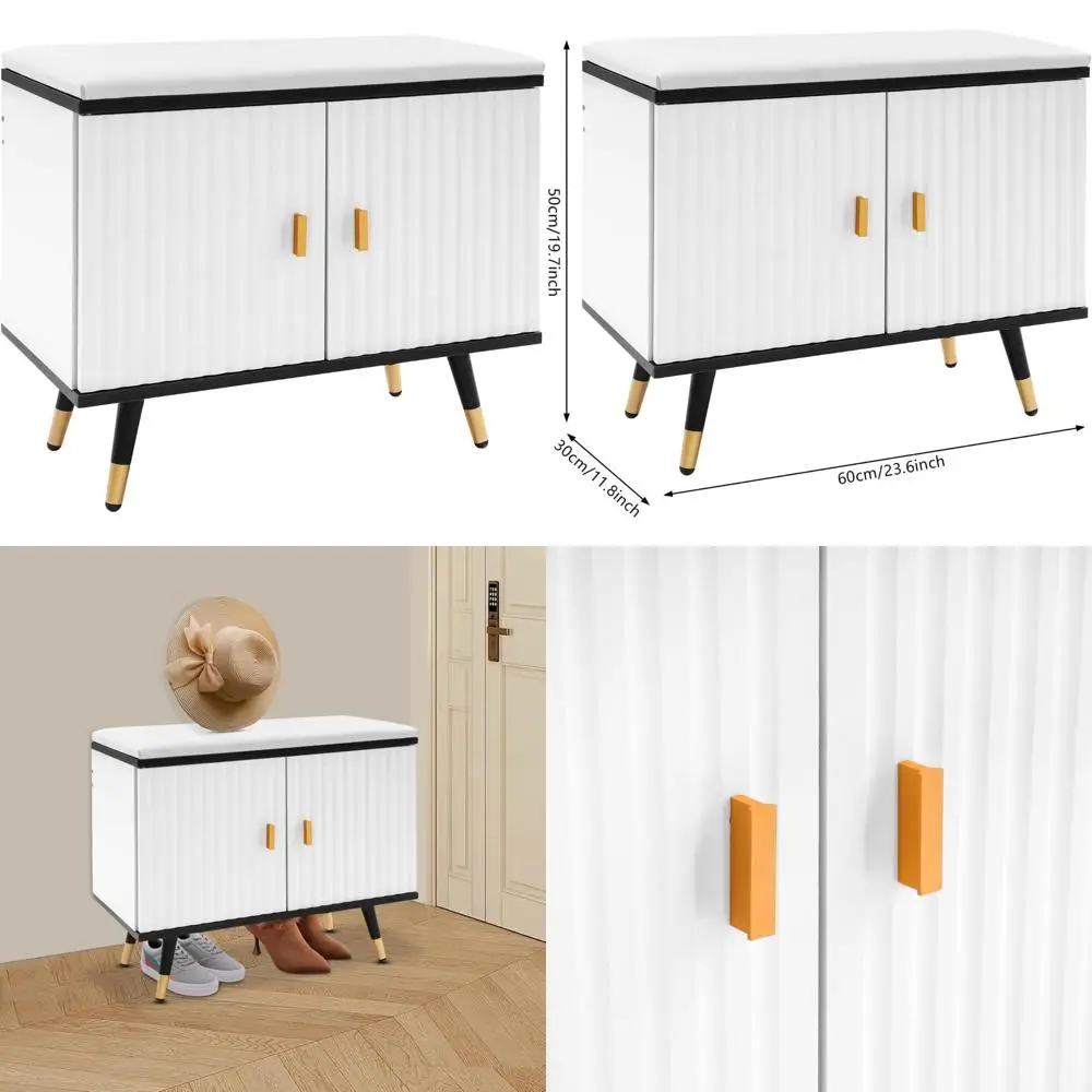 

Скамья для хранения обуви для прихожей, отдельно стоящая полка для шкафа с дверцами, органайзер для обуви и станция для пеленания